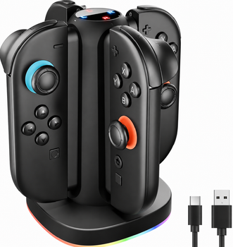 Зарядная станция MARSDOCK 4 в 1 для Nintendo Switch 2 и Joy-Con 2, магнитная быстрая зарядка, RGB-подсветка