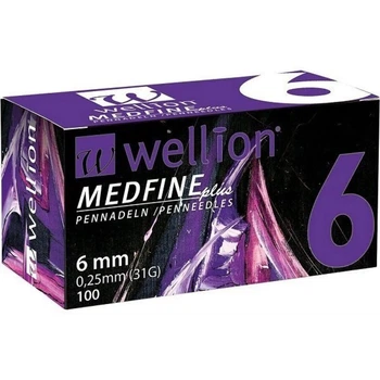 Иглы для инсулиновых шприц-ручек Wellion MEDFINE plus 0,25(mm)(31G) x 6 мм, упаковка 100 шт.