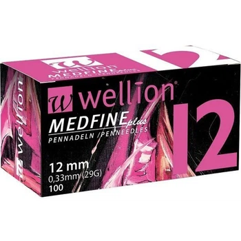 Иглы для инсулиновых шприц-ручек Wellion MEDFINE plus 0,30(mm)(29G) x 12 мм, упаковка 100 шт.