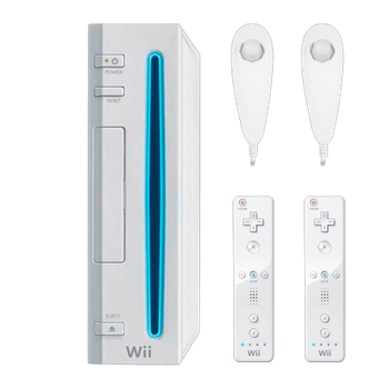 Набір Консоль Nintendo Wii FAT Модифікована 32GB White + 10 Вбудованих Ігор Б/У + Контролер Remote 2шт + Nunchuk 2шт
