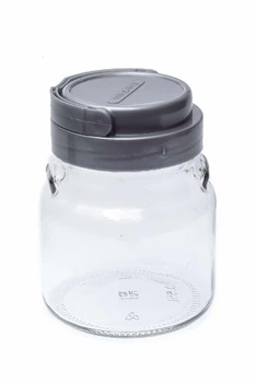 Банка Everglass 550 мл с пластиковой крышкой и ручкой серая (1552Н)