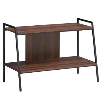 Открытая TV-консоль с полкой, 89×43×60 см, цвет: рустикальный коричневый + черный Costway
