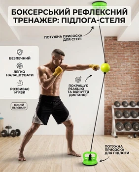 Груша пневматическая на растяжках на вакуумных присосках Боксерский рефлексный тренажер