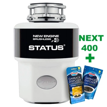 Подрібнювач харчових відходів Status NEXT 400 + подарунок: комплект з ароматизатора та засобу для чищення кухонних утилізаторів