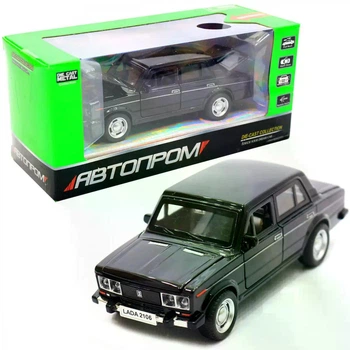 Машина металева "Автопром", Lada 2106 чорна 1: 32-36, світло і звук, двері відкриваються