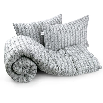 Набор одеяло с подушками Руно - Grey Braid серый двуспальный 172х205+2 шт-50x70 см всесезонный 300 гр/м2 (29270)