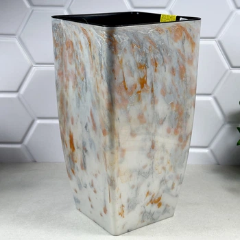Вазон високий Квадро Stone 2,7 л 16×16×30 см срібний опал Алеана