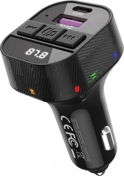 FM-трансмітер XO BCC17 USB-A/USB-C PD30W Black (6920680858545)