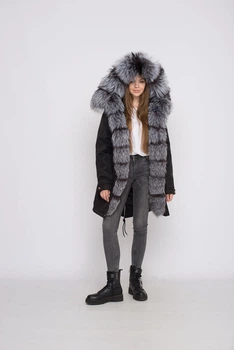 Парку Sifurs з хутром чорнобурки чорна 90 S ( M11-90-ЧБ-Ч-2026)