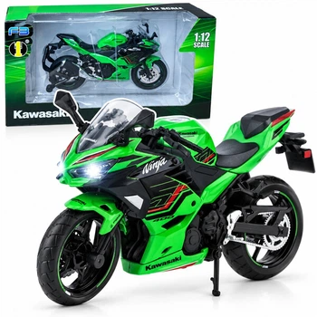 Мотоцикл Kawasaki Ninja 400 игрушка моделька металлопластиковая с подсветкой фар 17 см Зеленый (2275471)