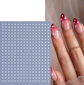 Наклейки для дизайну нігтів Серце Аoli-02 Білі