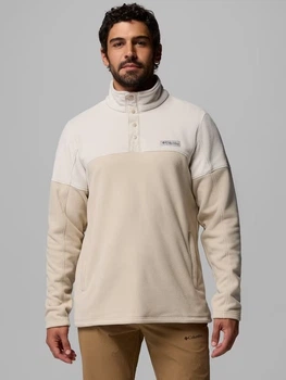 Bluza męska nierozpinana streetwear polarowa Columbia Basin Trail II 1/2 Snap Fleece 2124292271 S Beżowa (199141743423)