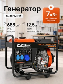 Дизельний генератор Kraft&Dele KD3244 7 кВт 32 А електростанція для будинку дачі офісу однофазний електрогенератор портативний побутовий економний компактний надійний економний для електроприладів і техніки