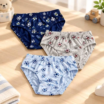 Трусы 3шт слип для мальчика хлопковые детские Baykar р 4 134-140 см 7-8 лет арт 3571 Футбол