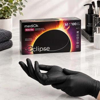 Перчатки MediOk Eclipse нитриловые неопудренные размер M 100 шт чорные (9091)