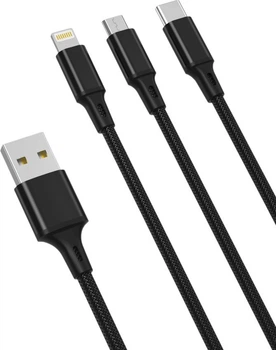 Кабель XO NB173 3 IN 1 USB cable 1.2 м Black (6920680876235)