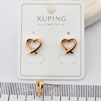 Сережки-цвяшки Xuping позолота ХР 18 к. Сердечко. Ширина 10 мм.