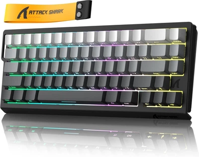 Игровая магнитная клавиатура ATTACK SHARK X68 HE Grey Магнитные свечи 65% Hall Effect Rapid Trigger 0.01мм Hot-Swap 8000Hz RGB PBT Double-shot USB Type-C