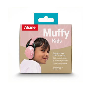 Alpine Muffy Kids Pink — детские противошумные наушники 25 дБ (SNR), защита слуха для детей 5–12 лет, розовые