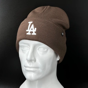 Зимняя коричневая шапка 47 brand Los Angeles Dodgers B-HYMKR12ACE-BWE