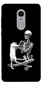 Чехол для Xiaomi Redmi Note 4X с принтом Skeleton with cat