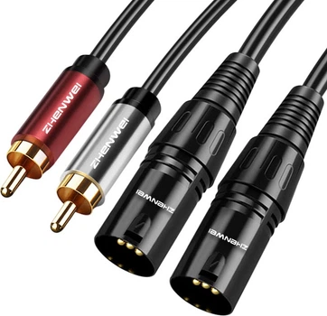 Аудіокабель ZHENWEI 2 x RCA — 2 x XLR (тато), 2 м, комплект 2 шт