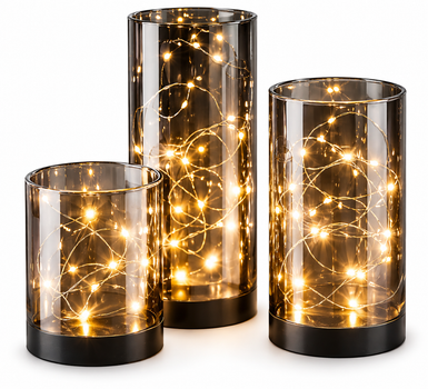 Набор LED подсвечников LIVARNO home, 3 шт, стеклянные, теплый белый свет, таймер 6 часов