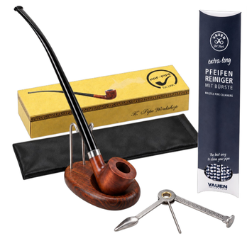 Набір для куріння люльки Kaf "Craig" Churchwarden: довга трубка з груші, розбірна підставка з ясеня, довгі йоржики Vauen та трійник