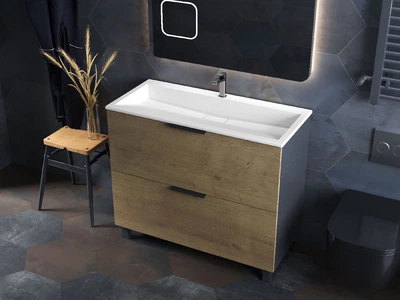 Тумба лакированная, Luxor Sena 100 Дуб, с умывальником Loft Low 100