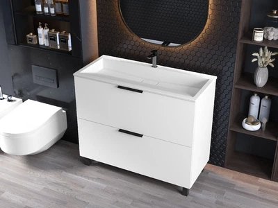 Тумба лакированная, Luxor Sena 100, с умывальником Loft Low 100