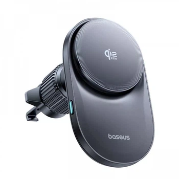 Автотримач для телефону Baseus PrimeTrip VC2 Pro 25W Автомобільний тримач на дефлектор з бездротовою зарядкою Qi2.2 та магнітним кріпленням Чорний