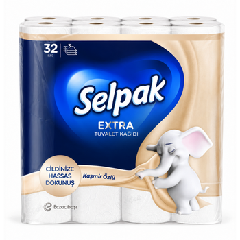 Туалетная бумага Selpak Extra «Нежность кашемира» 3-х слойный, 32 рулона