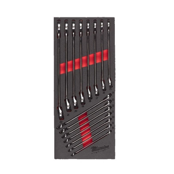 Ложемент с ключами метр. хром. рожково-накидными MAX BITETM MILWAUKEE, (27шт) (45х536х417мм) для тележков (4932479827)