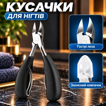 Кусачки щипцы для коррекции ногтей и удаления омертвевшей кожи острые толстых ногтей маникюрные педикюрные HeavyNail стальные с черными ручками