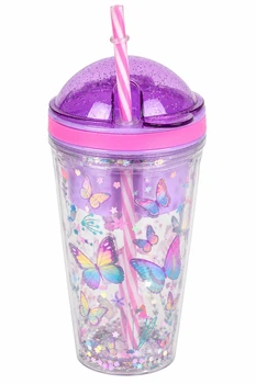 Склянка з кришкою та трубочкою "Butterflies" 450мл R38075