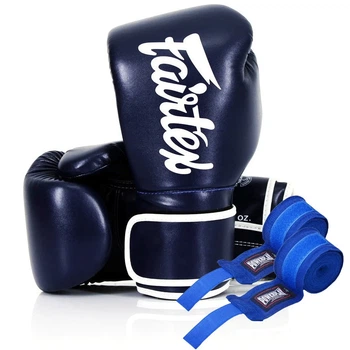 Боксерские перчатки Fairtex искусственная кожа 14 унций синие