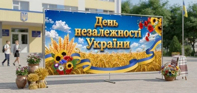 Баннер для фотозоны патриотический PHOTODECOR «День Независимости Украины с подсолнухами и лентой» 1 кв.м