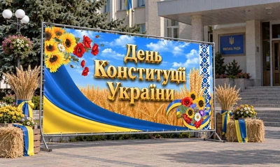 Баннер для фотозоны патриотический PHOTODECOR «День Конституции Украины — сине-жёлтый» 1 кв.м