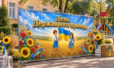 Баннер для фотозоны патриотический PHOTODECOR «День Государственного Флага Украины» 1 кв.м