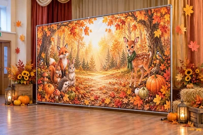 Баннер для фотозоны осенний PHOTODECOR «Олененок и лесные зверята» 1 кв.м