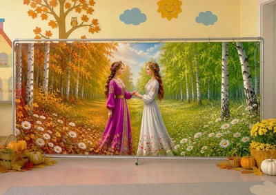 Баннер осенний для фотозоны PHOTODECOR «Встреча Осени и Лета» 1 кв.м.