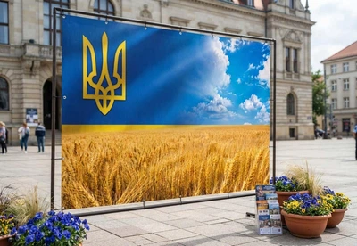 Баннер для фотозоны патриотический PHOTODECOR «Пшеничное поле на флаге Украины» 1 кв.м