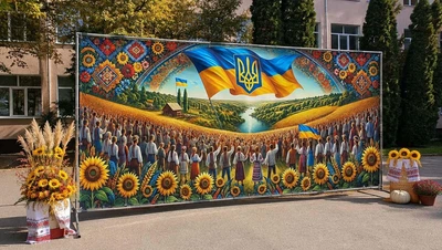 Баннер для фотозоны патриотический PHOTODECOR «Мирная Украина» 1 кв.м