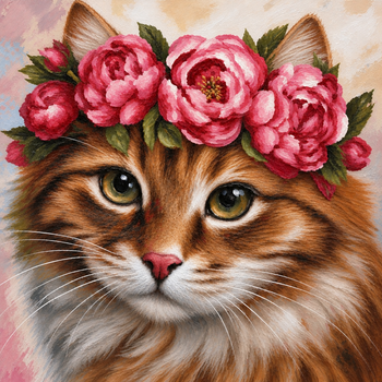 Алмазная мозаика ColorArt 20x20 Кот с венком DD1225