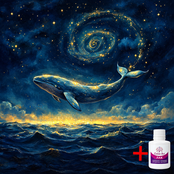 Алмазная мозаика на подрамнике ColorArt 40x40 Космический кит + голограммные алмазики FSP1411 + Подарок лак для покрытия