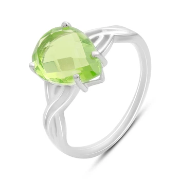 Срібне кільце з хризолітом 3.095ct, вага виробу 2,86 г (60002442)