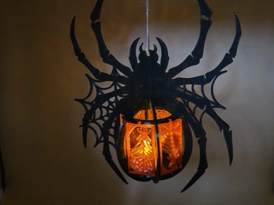Подвесной паук-свечник на Хэллоуин + LED свеча в комплекте / Декор Halloween (3D-печать)