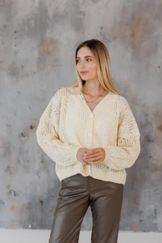 Кардиган жіночий Мереживо ART KNIT лимонний, S-M 045748