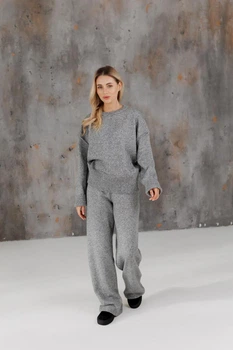 Жіночі в'язані брюки TANGO ART KNIT Сіра перлина, S-M 044042