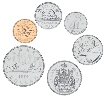Набор монет Канада набор из 6 монет 1979 UNC 1, 5, 10, 25, 50 центов, 1 доллар